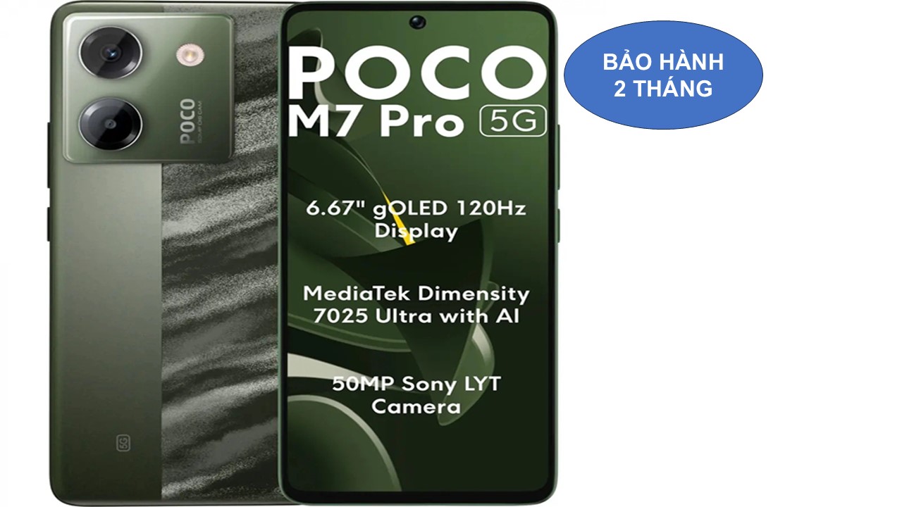 Poco M7 Pro 5G bản QT 8/256G màu Green mới tinh nguyên Seal .